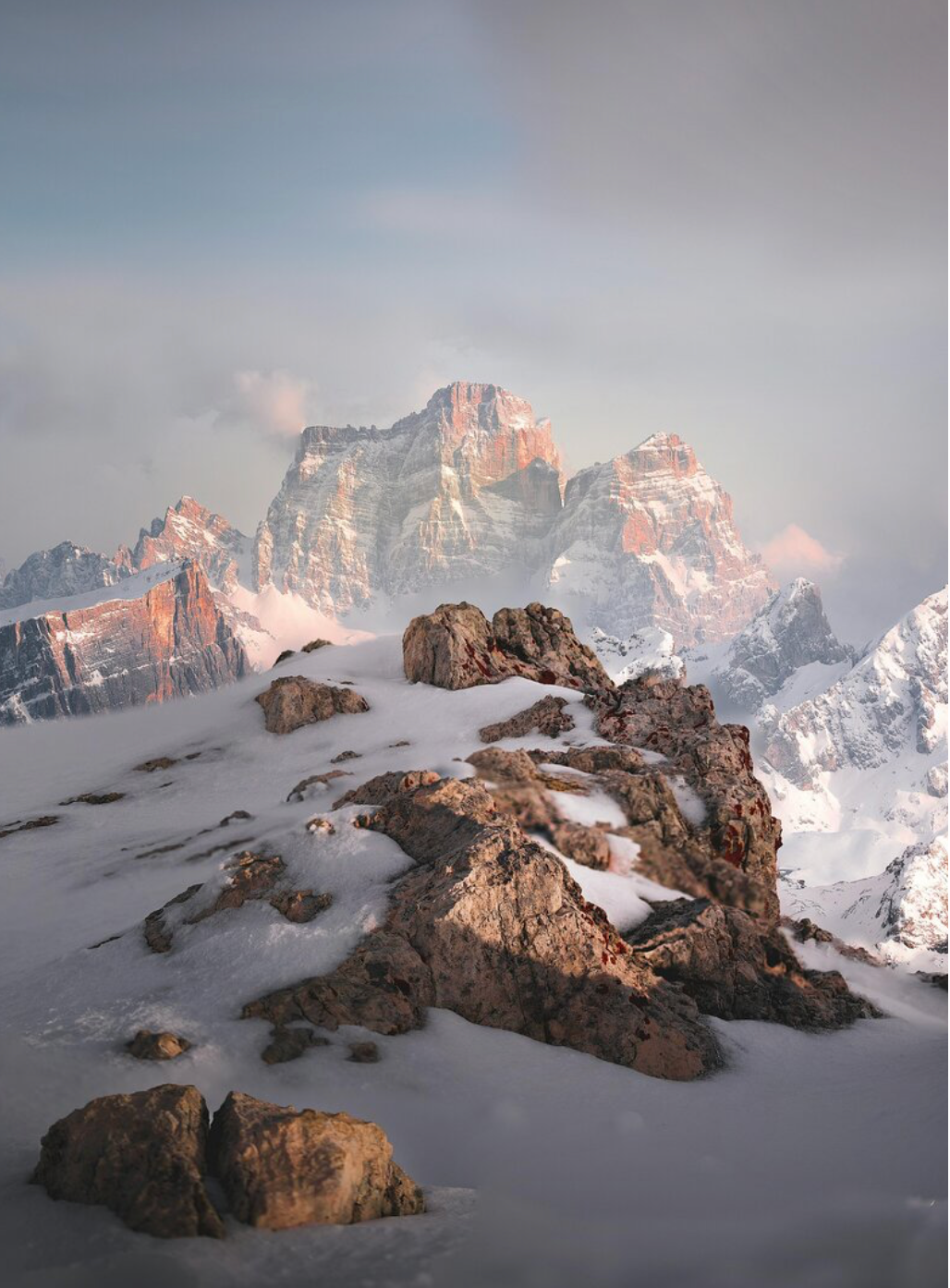 Snow-covered mountain peaks